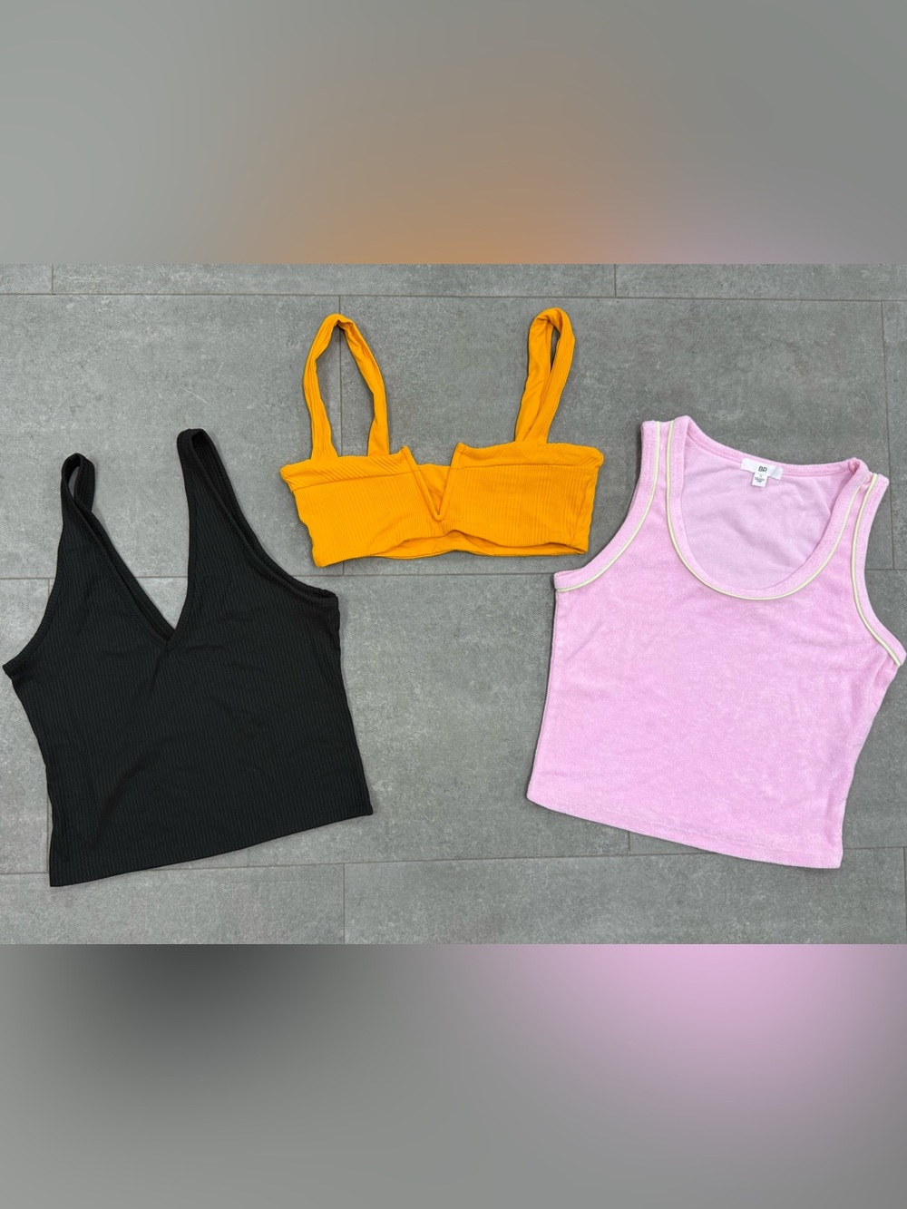 Ribbed & Terry Cloth Crop Tank Top Bundle Size Small
